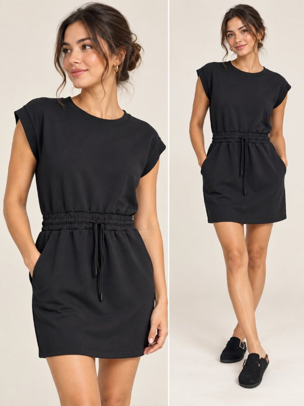 All in Motion Black Airy Sleek Active Dress Drawstring Waist Medium NWT